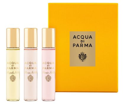 Coffret découverte Acqua di Parma 2023 : Eau de parfum Magnolia Nobile 12 ml + Eau de parfum Rosa Nobile 12 ml + Eau de parfum Peonia Nobile 12 ml