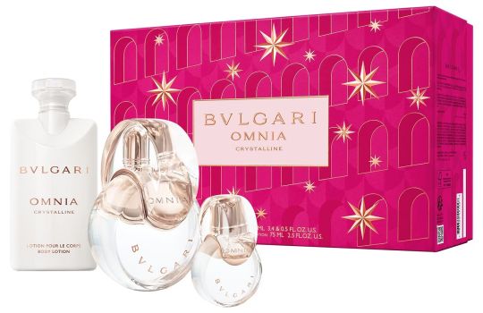 Coffret Omnia Crystalline Noël 2023 : Eau de toilette 100 ml + Eau de toilette 15 ml + Lotion corps 75 ml