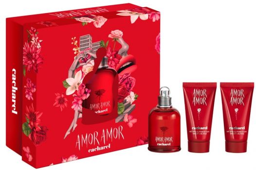 Coffret Amor Amor Saint-Valentin : Eau de toilette 50 ml + Laits corps x2