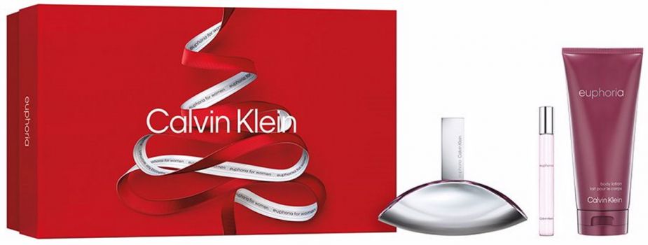 Coffret Noël Euphoria : Eau de Parfum 100 ml + Vaporisateur Voyage + Lait Corps