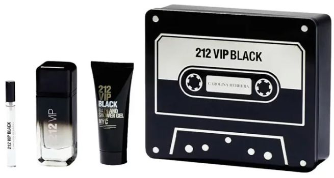 Coffret 212 VIP Black : Eau de parfum 100 ml + Gel douche 100 ml + Eau de parfum 10 ml