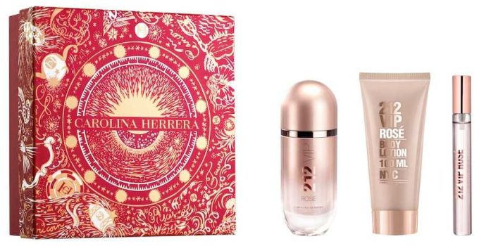 Coffret 212 VIP Rosé Fête des Mères 2024 : Eau de parfum 80 ml + Format voyage 10 ml + Lait corps 100 ml