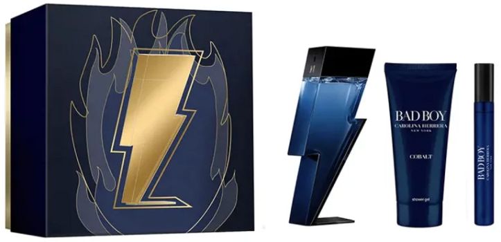 Coffret Bad Boy Cobalt Noël : Eau de parfum 100 ml + Gel douche 100 ml + Eau de parfum 10 ml