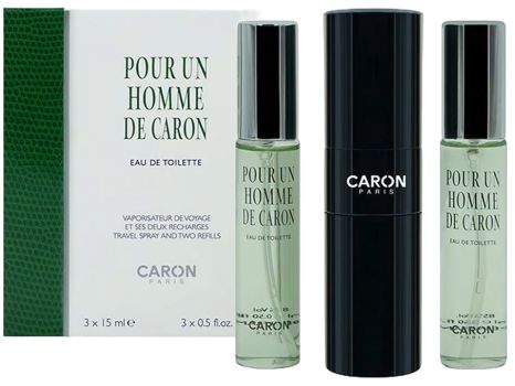 Coffret Pour un Homme de Caron : Eau de toilette 15 ml + 2 recharges