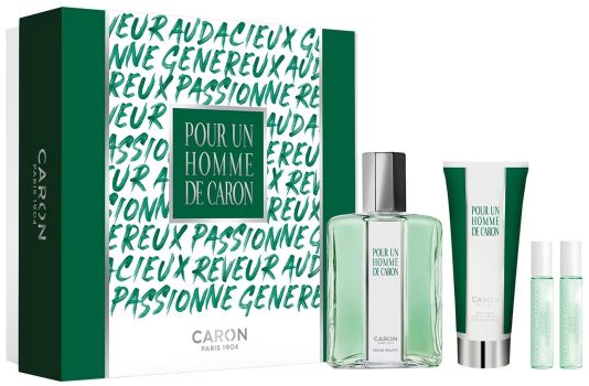 Coffret Pour Un Homme de Caron Fête des Pères 2023 : Eau de toilette 125 ml + Gel douche 75 ml + 2 x 5 ml