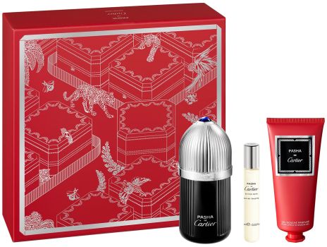 Coffret Pasha Edition Noire Noël 2024 : Eau de toilette 100 ml + Format voyage 10 ml + Gel douche 100 ml