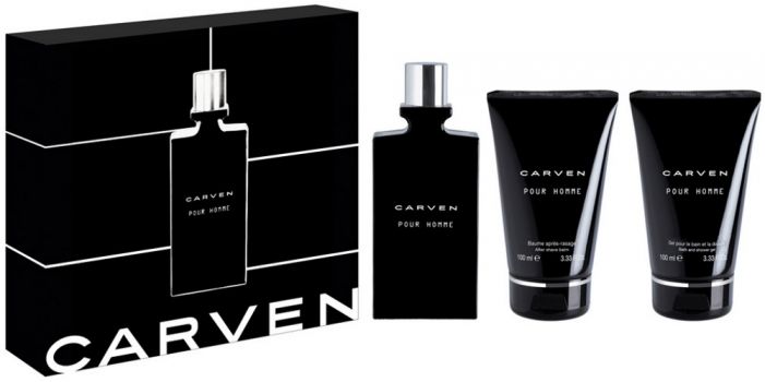 Coffret Carven pour Homme : Eau de toilette 100 ml + Lait Corps + Gel Douche