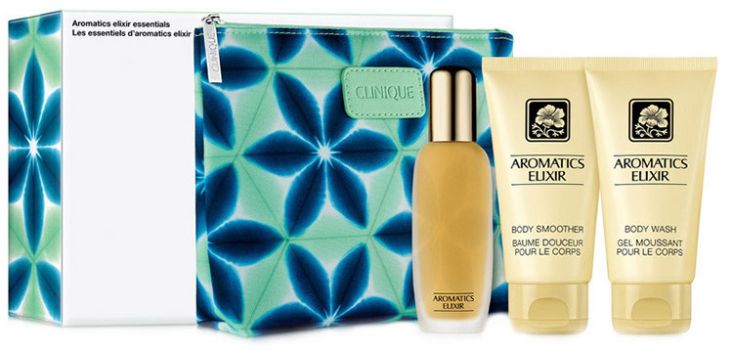 Coffret Aromatics Elixir 2024 : Eau de parfum 40 ml + Lait corps 75 ml + Gel douche 75 ml + Pochette