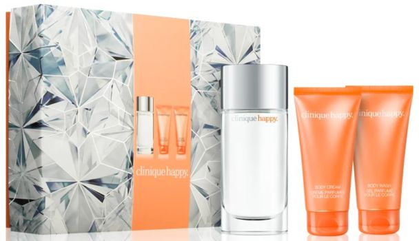 Coffret Clinique Happy For Women Noël 2023 : Eau de parfum 100 ml + Crème corps 75 ml + Gel douche 75 ml