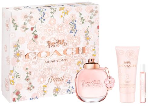 Coffret Coach Floral Noël 2023 : Eau de parfum 90 ml + Lait corps 100 ml + Eau de parfum 7.5 ml