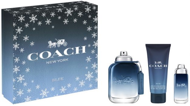 Coffret Noël Coach Man Blue : Eau de toilette 100 ml + Gel Douche +  Vaporisateur de voyage