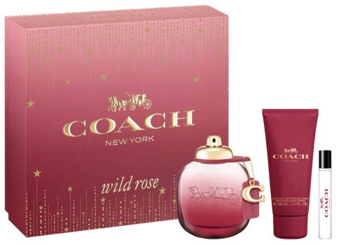 Coffret Coach Wild Rose Noël 2023 : Eau de parfum 90 ml + Lait corps 100 ml + Eau de parfum 7.5 ml