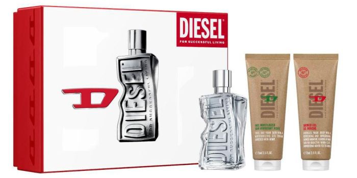 Coffret D by Diesel : Eau de toilette 100 ml + Gel douche 75 ml + Crème visage 75 ml
