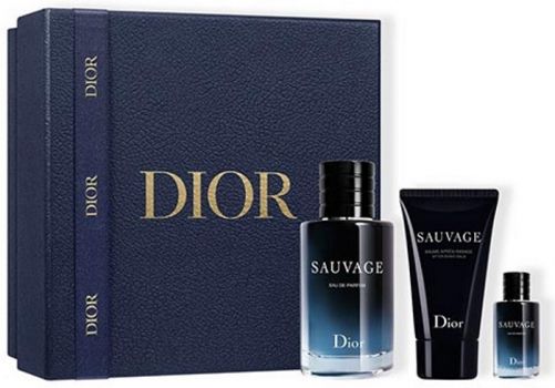 Coffret Sauvage 2021 : Eau de Parfum 100 ml + Baume Après-Rasage 50 ml + Vaporisateur 10 ml