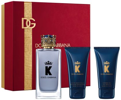 Coffret K by Dolce&Gabbana Noël 2024 : Eau de toilette 100 ml + Gel douche 50 ml + Baume après rasage 50 ml