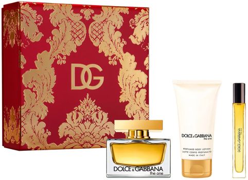 Coffret The One Fête des Mères 2024 : Eau de parfum 75 ml + Format voyage 10 ml + Lait corps 50 ml