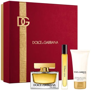 Coffret The One Noël 2024 : Eau de parfum 75 ml + Format voyage 10 ml + Lait corps 50 ml