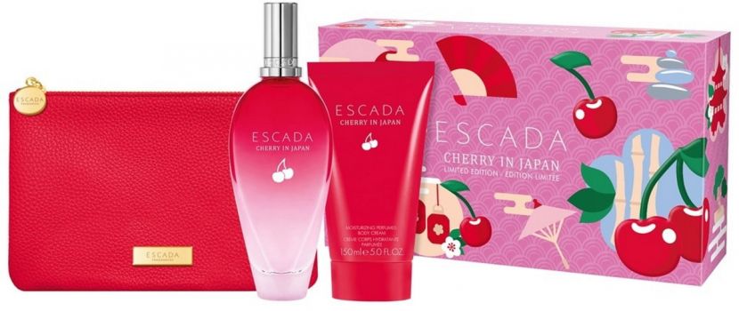 Coffret Escada Cherry in Japan : Eau de toilette 100 ml + Lait Corps + Pochette