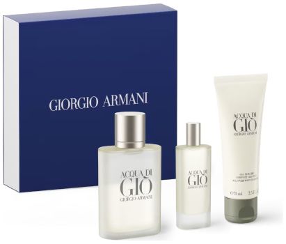 Coffret Acqua Di Giò Fête des Pères 2023 : Eau de toilette 100 ml + Format voyage 15 ml + Gel douche 75 ml