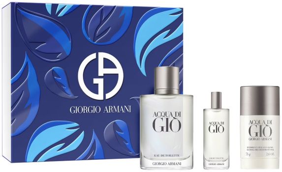 Coffret Acqua Di Giò Fête des Pères 2024 : Eau de toilette 100 ml + Format voyage 15 ml + Déodorant 75 ml