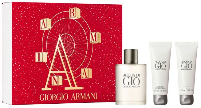 Coffret Acqua Di Giò Noël 2022 : Eau de toilette 100 ml + Baume après-rasage 75 ml + Gel douche 75 ml