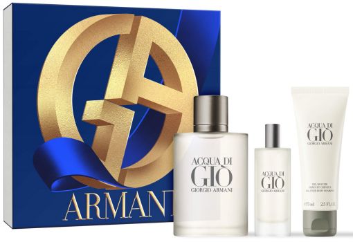 Coffret Acqua Di Giò Noël 2023 : Eau de toilette 100 ml + Eau de toilette 15 ml + Gel douche 75 ml