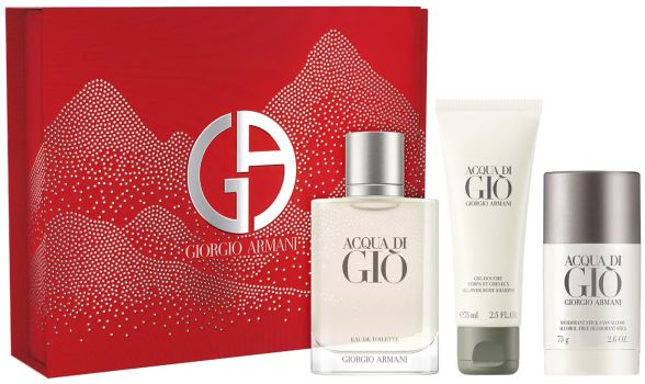 Coffret Acqua Di Giò Noël 2024 : Eau de toilette 100 ml + Gel douche 75 ml + Déodorant 75 ml