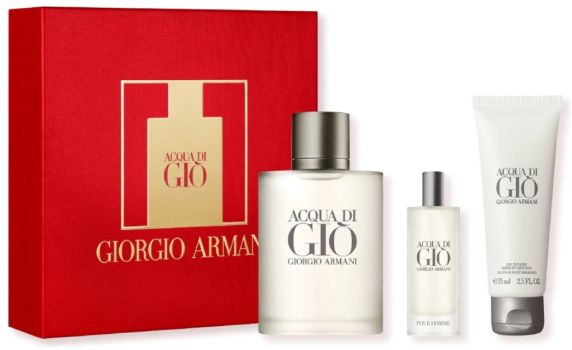 Coffret Acqua Di Giò Pour Homme : Eau de toilette 100 ml + Gel Douche + Miniature