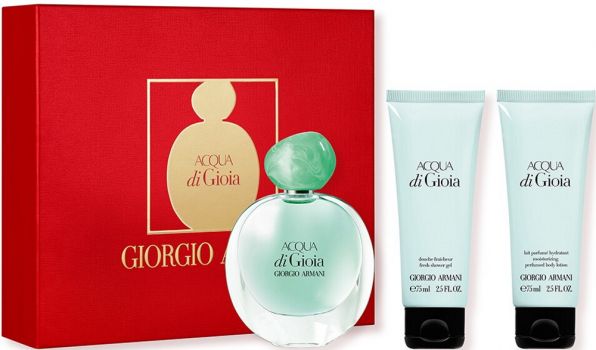 Coffret Noël Acqua di Gioia : Eau de parfum 50 ml + Lait Corps + Gel Douche