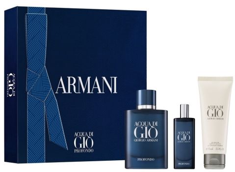 Coffret Saint Valentin Acqua di Giò Profondo : Eau de parfum 75 ml + Miniature + Gel douche