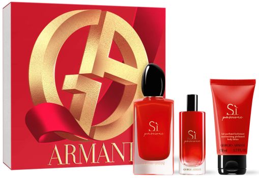 Coffret Sì Passione Noël 2023 : Eau de parfum 100 ml + Eau de parfum 15 ml + Lait corps 50 ml