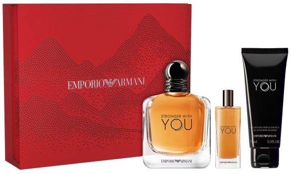 Coffret Stronger with You Noël 2024 : Eau de toilette 100 ml + Format voyage 15 ml + Gel douche 75 ml