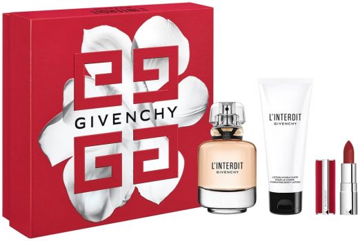 Coffret L'interdit 2022 Fête des Mères : Eau de parfum 80 ml + Mini rouge à lèvres + Lotion corps