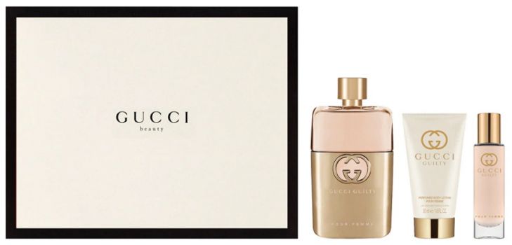 Coffret Gucci Guilty Pour Femme : Eau de parfum 90 ml + Lotion Corps + Vaporisateur Voyage