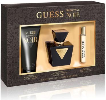 Coffret Séductive Noir : Eau de toilette 75 ml + Lait Corps + Vaporisateur Voyage