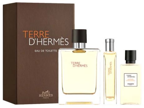 Coffret Terre D'Hermès : Eau de toilette 100 ml + Flacon format voyage + Gel Douche