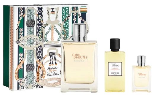 Coffret Terre d'Hermès Eau Givrée Noël 2023 : Eau de parfum 100 ml + Gel douche 80 ml + Eau de parfum 12.5 ml