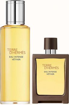 Coffret Terre d'Hermès Eau Intense Vétiver : Vaporisateur de Voyage 30 ml + Recharge 125 ml