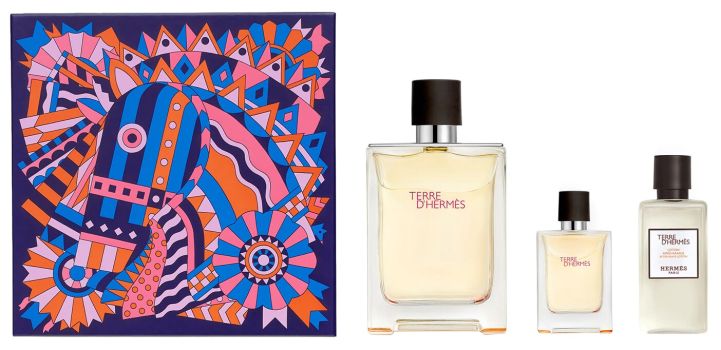 Coffret Terre d'Hermès Noël 2022 : Eau de toilette 100 ml + Miniature 12,5 ml + Lotion après-rasage 40 ml
