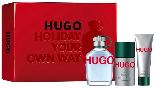 Coffret Hugo Man Noël 2022 : Eau de toilette 125 ml + Déodorant 75 ml + Gel douche 50 ml