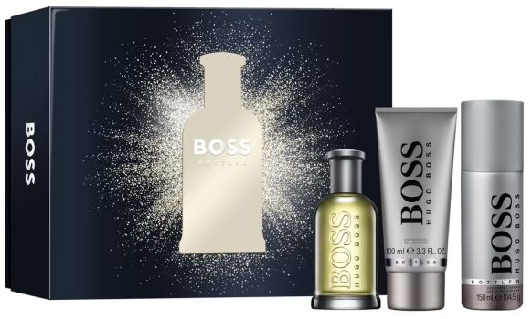 Coffret Boss Bottled Noël 2023 : Eau de toilette 100 ml + Gel douche 100 ml + Déodorant 150 ml