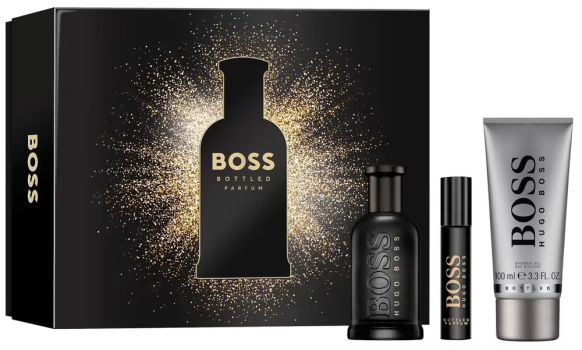 Coffret Boss Bottled Parfum Noël 2023 : Eau de parfum 100 ml + Gel douche 100 ml + Eau de parfum 10 ml