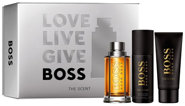 Coffret Boss The Scent Noël 2022 : Eau de toilette 100 ml + Déodorant 150 ml + Gel douche 100 ml