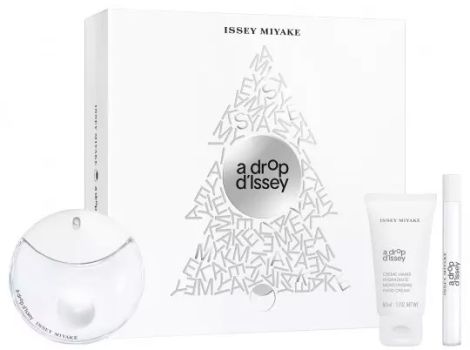 Coffret A Drop d'Issey Noël 2023 : Eau de parfum 90 ml + Crème mains 50 ml + Eau de parfum 10 ml