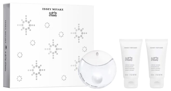 Coffret A Drop d'Issey Noël 2023 : Eau de parfum 50 ml + Crème mains 50 ml + Crème mains 50 ml