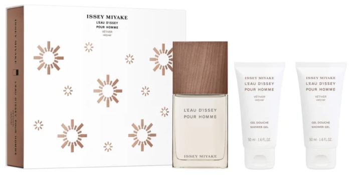 Coffret L'Eau d'Issey pour homme Vétiver Noël 2023 : Eau de toilette 75 ml + Gel douche 50 ml + Gel douche 50 ml