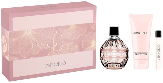 Coffret Jimmy Choo Fête des Mères 2024 : Eau de parfum 100 ml + Format voyage 7,5 ml + Lait corps 100 ml