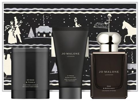 Coffret Oud & Bergamot Noël 2024 : Eau de cologne 50 ml + Gel moussant 250 ml + Bougie 60 g