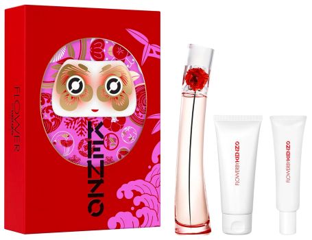 Coffret Flower by Kenzo L'Absolue Noël 2022 : Eau de parfum 50 ml + Lait pour le corps 75 ml + Crème pour les mains 20 ml