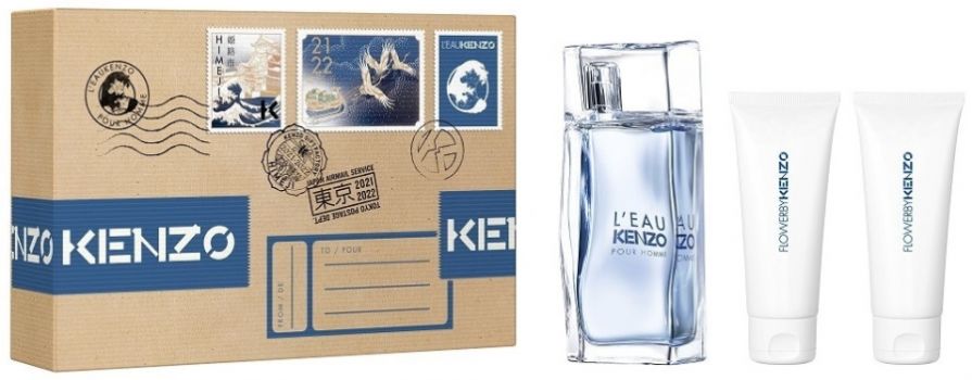 Coffret L'Eau Kenzo Pour Homme Hyper Wave : Eau de Toilette 50 ml + 2 Gels douche